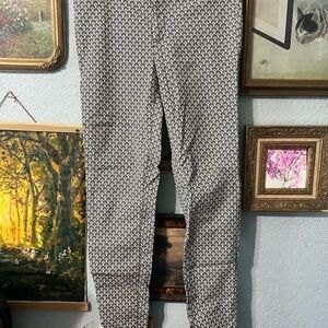 Ecru Black and White Patterned Chinos
